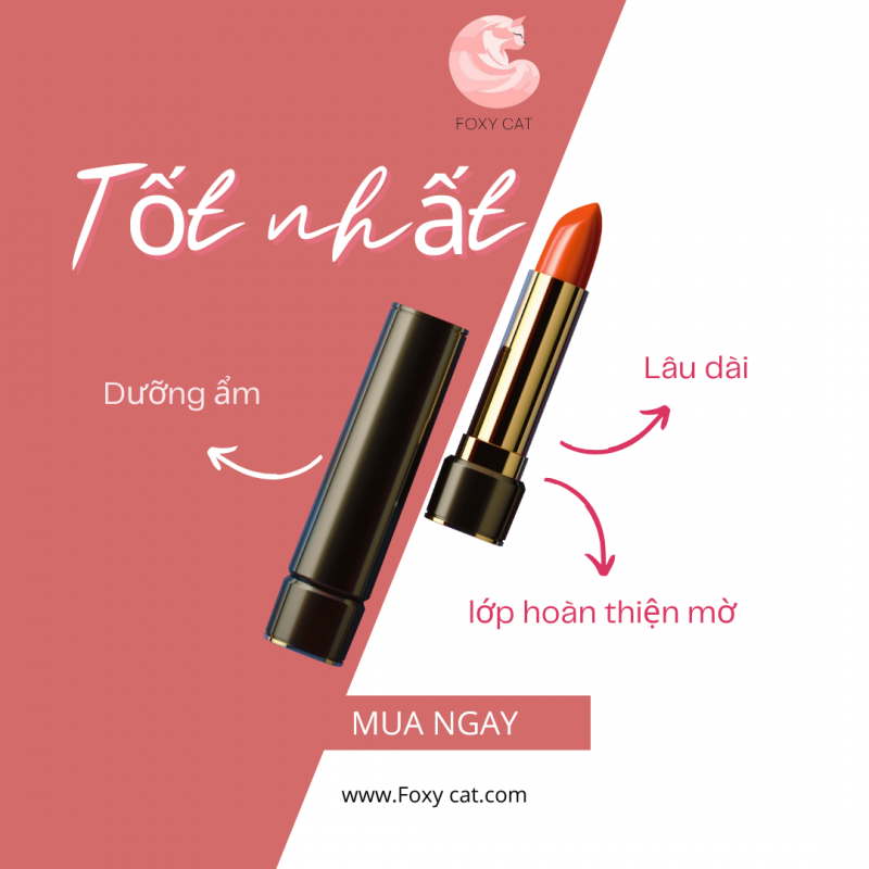 Son Thỏi Foxy cat Mịn Môi - Cam Ánh Đỏ 3g 